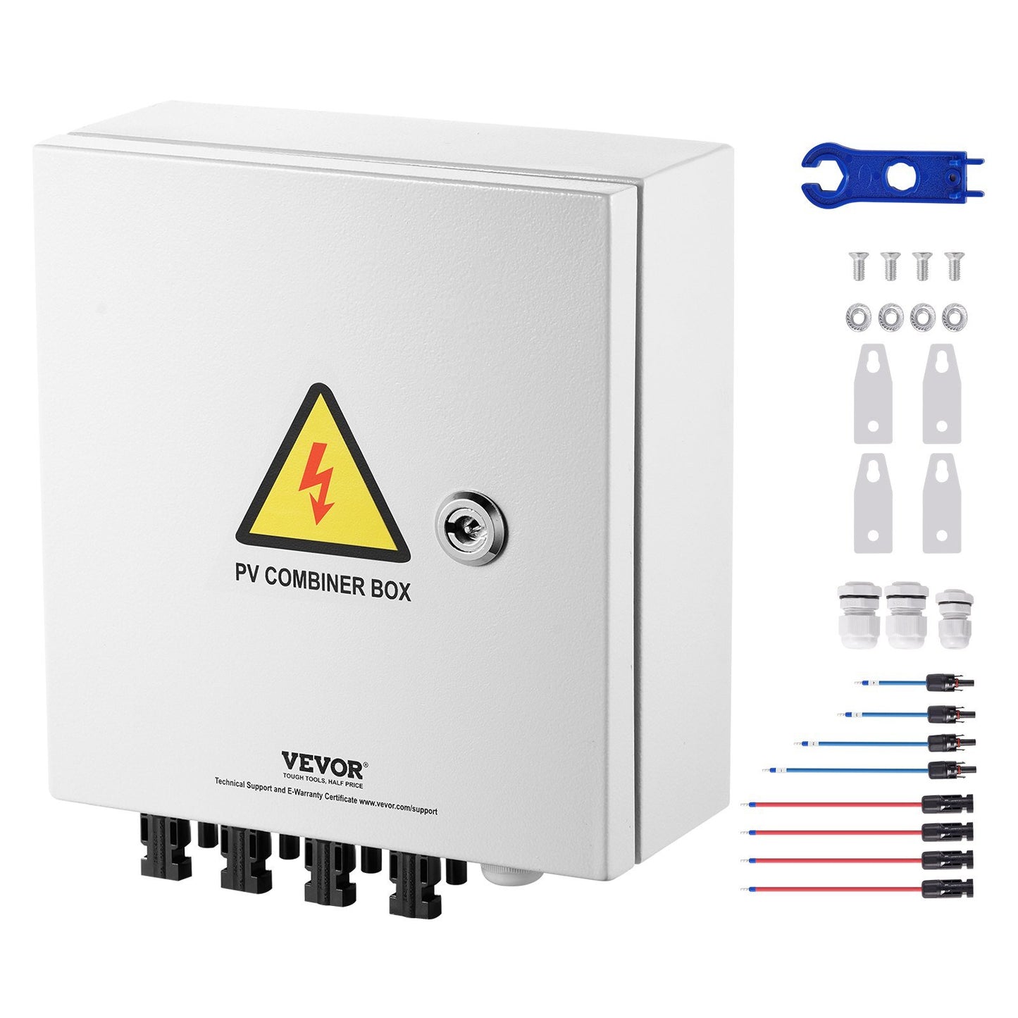 Solar PV Combiner Box 4 String 15A for Solar Panel System Steel Case IP65