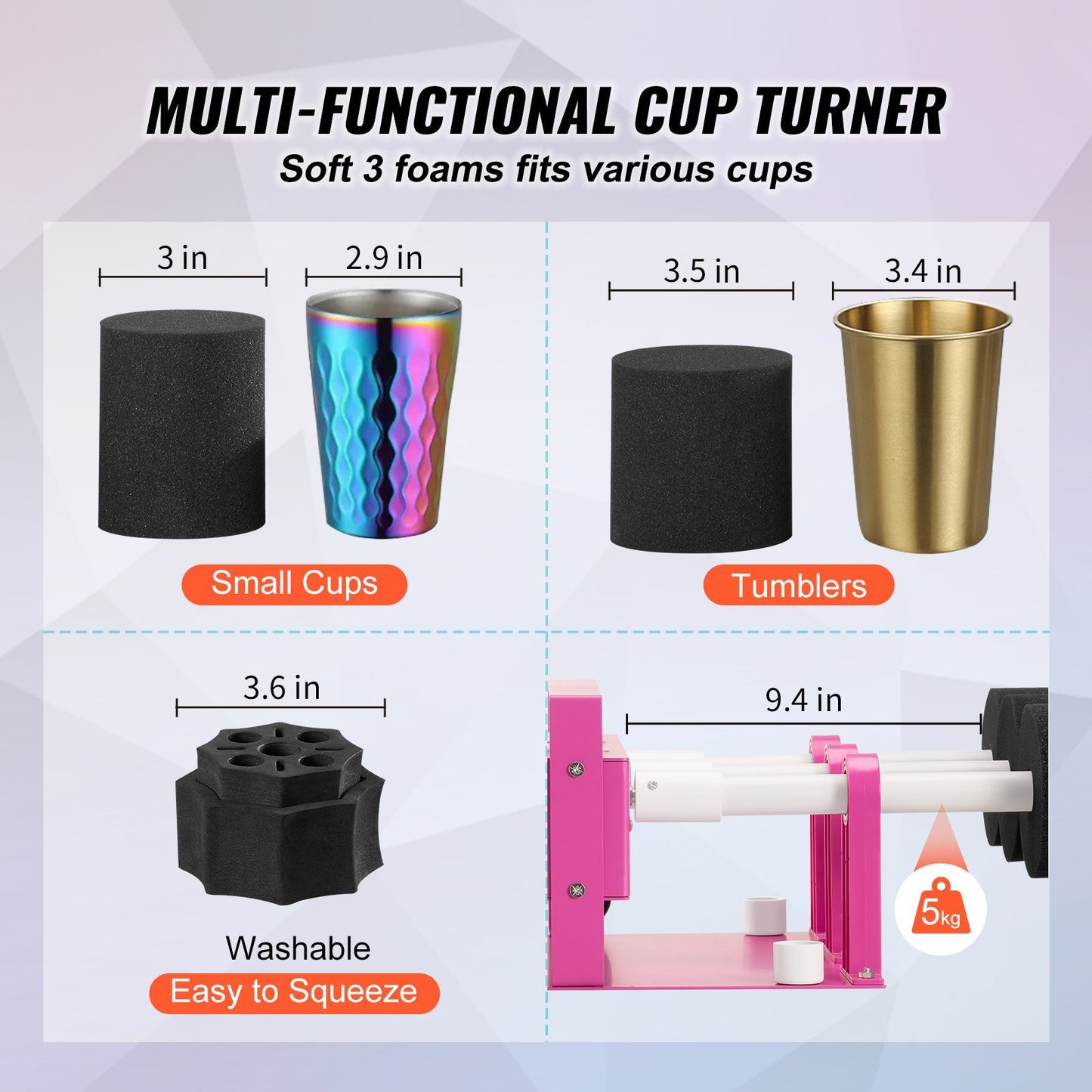 6 Cup Turner Multi Tumbler Spinner Six-Arm Crafts for Glitter Epoxy DIY