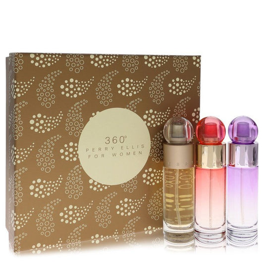 Perry Ellis 360 by Perry Ellis Gift Set - 1 oz Perry Ellis 360 EDT Spray + 1 oz Perry Ellis 360 Coral EDP Spray + 1 oz Perry Ellis 360 Purple EDP Spray