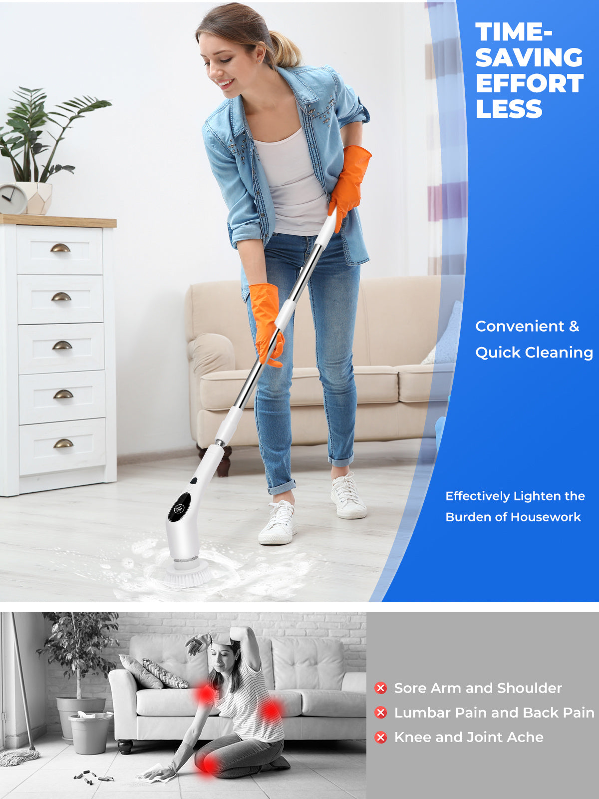 9 in 1 Electric Spin Scrubber,  New Cordless Voice Prompt Cleaning Brush with 9 Replaceable Brush Heads, 3 Adjustable Speeds