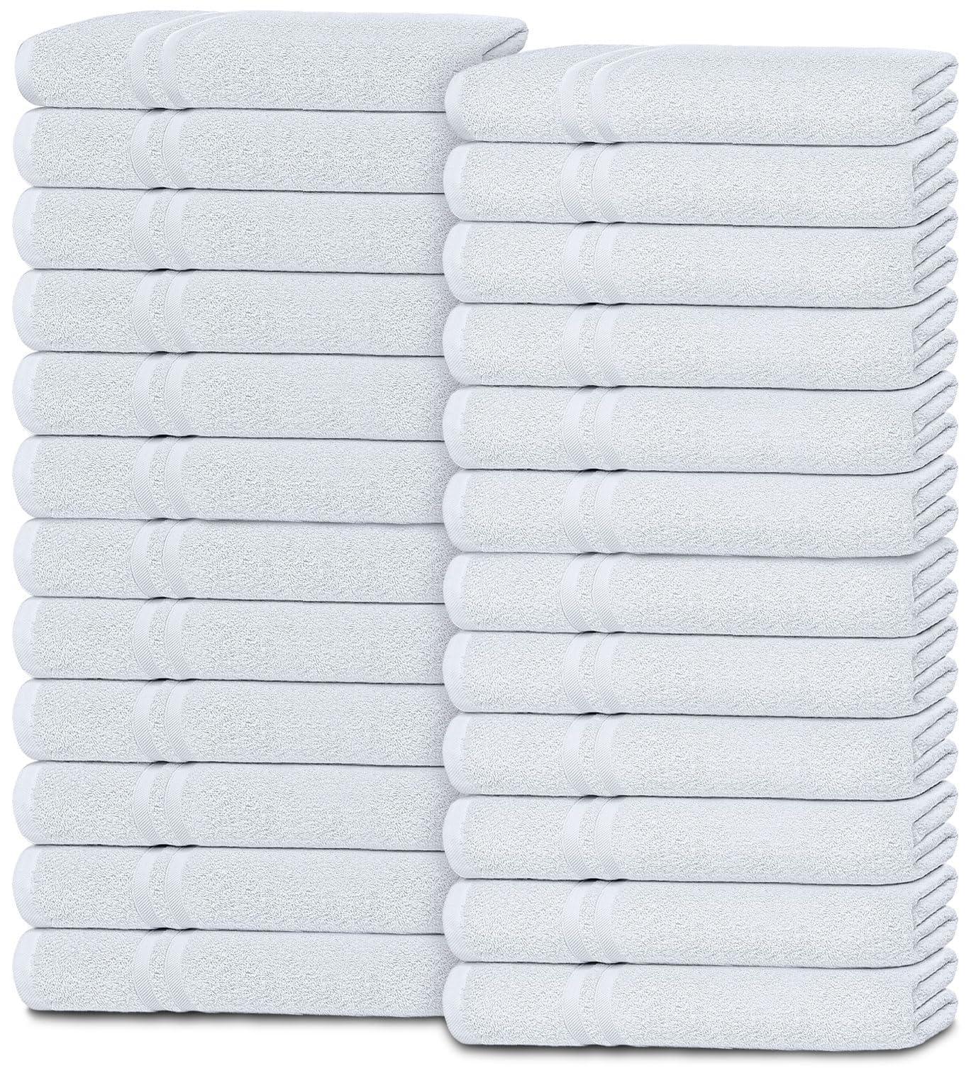 24 Pack White Washcloths for Body and Face Towel Cotton Wash Cloths Bulk Flannel Spa Fingertip Wash Clothes 12x12 Inch Soft Absorbent Gym Towels