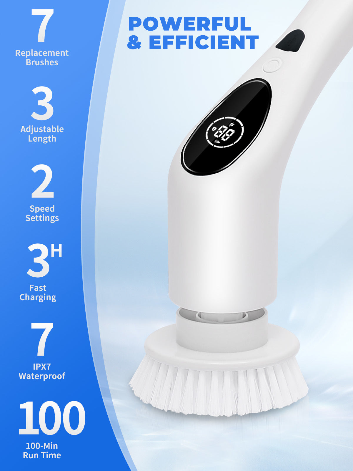 9 in 1 Electric Spin Scrubber,  New Cordless Voice Prompt Cleaning Brush with 9 Replaceable Brush Heads, 3 Adjustable Speeds