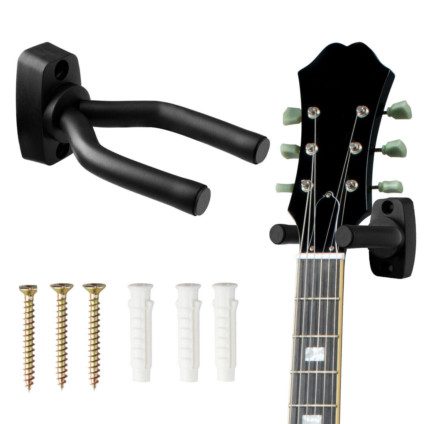 5 Core Guitar Hanger Holder - Electric Acoustic & Bass Guitars for Home Studio Musical Instruments - Wall Mount with Accessories - GH IRON 1PC