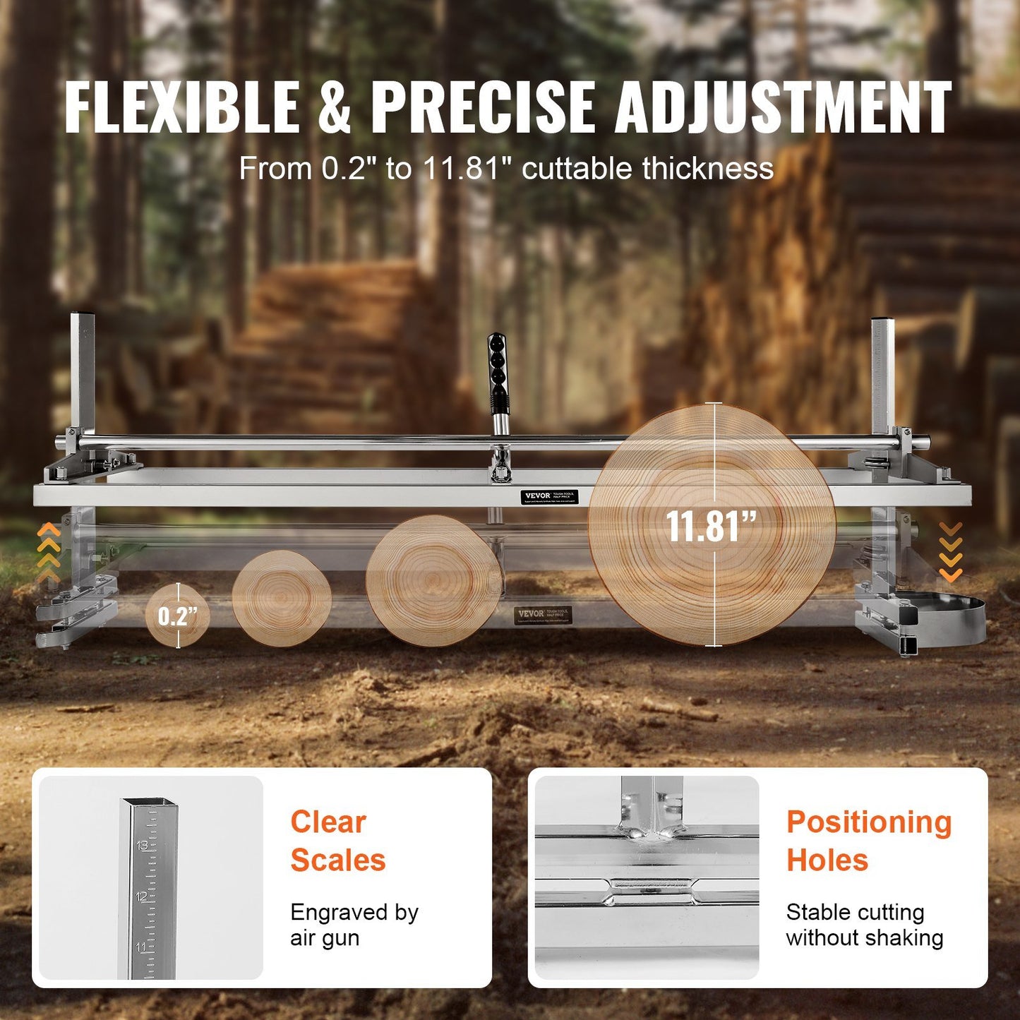 Chainsaw Mill, Portable Sawmill 14"-48" Guide Bar, Galvanized Steel Chainsaw Planking Mill with 0.2"-11.81" Cutting Thickness, Wood Lumber Cross Cutting Saw Mill for Builders and Woodworkers