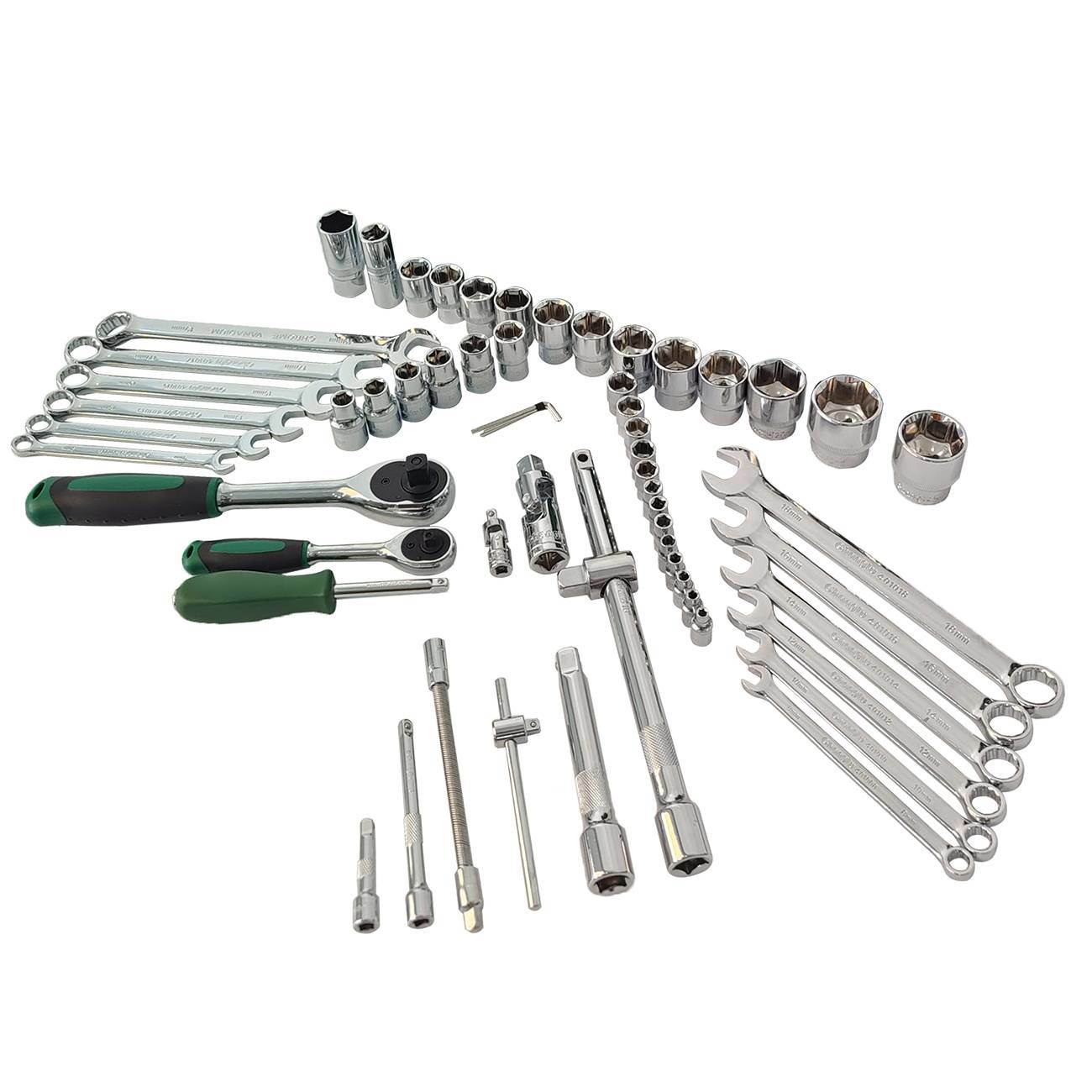 61-Piece Mechanics Tool Set, 1/2" & 1/4" Socket Tool Set - Including Ratchet Set Metric Drive Socket Wrenches Set, for Auto Repair Machine Repair