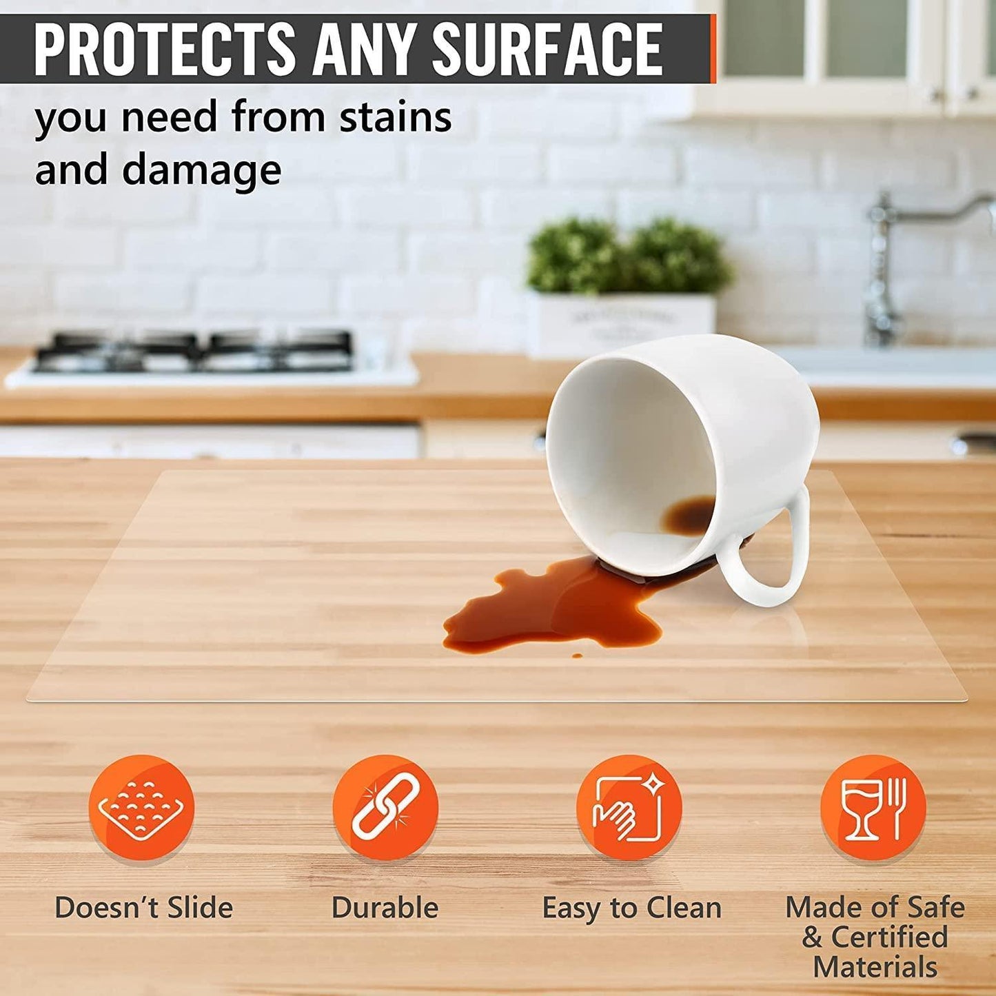 Сlear Plastic Placemats Set of 6 Table Protector for Dining Room Table Kitchen Counter Office Desk Painting Table Shelves   Multi Use Flexible Durable and Wipeable Plastic Sheets 18x12 Inch