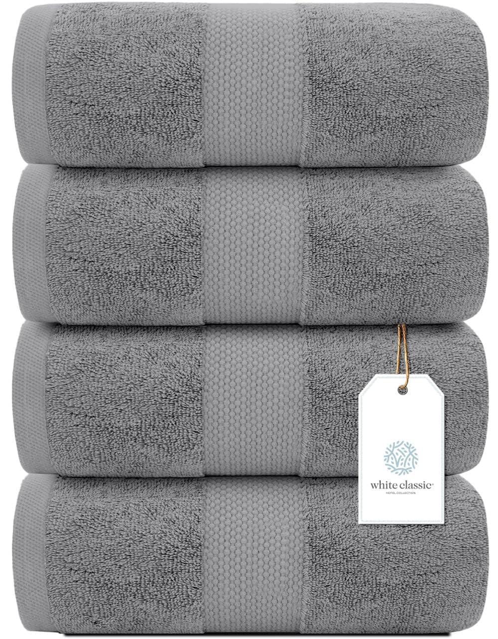 Luxury Bath Towels Set of 4 Large 700 GSM Cotton Ultra Soft Bath Towels 27x54 inch Highly Absorbent and Quick Dry Hotel Towels for Bathroom Luxury Plush Shower Towels Light Grey