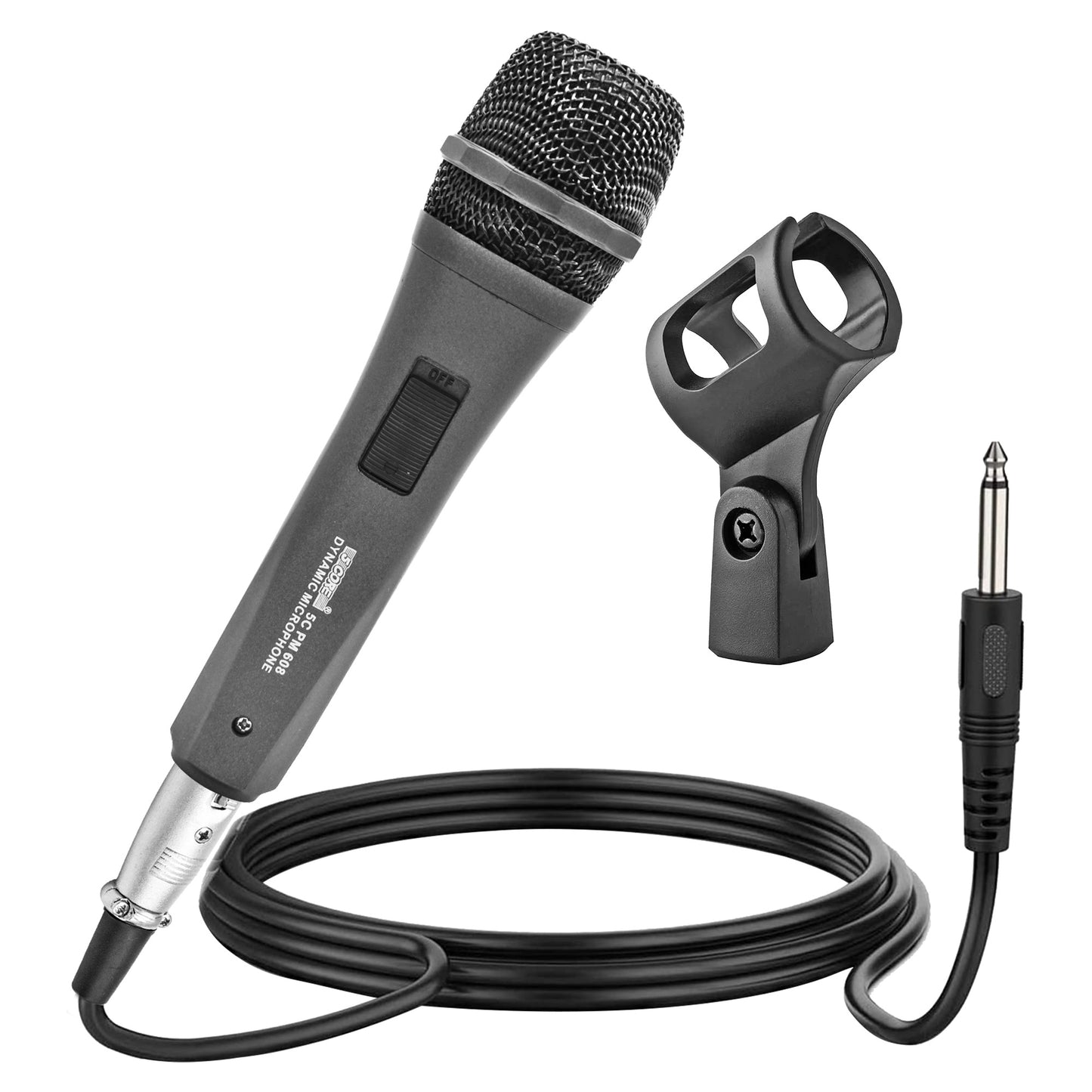 5 Core Microphone XLR Dynamic Mic Karaoke Singing Handheld Microfono Wired Professional Unidirectional 1/4 Plug In Cord Connection for Vocal DJ Music - PM 608