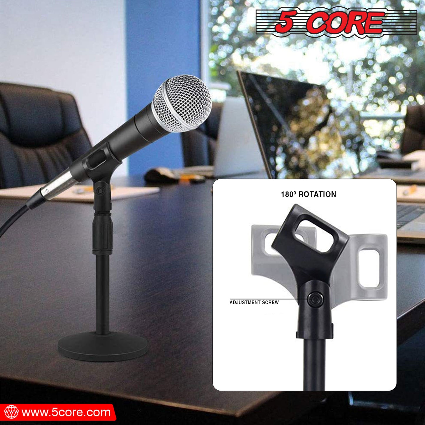 5 Core Microphone Clip Holder 6 Pieces Barrel Style with Screw Adapters 5/8 to 3/8 Inch - MC-01 6 PCS