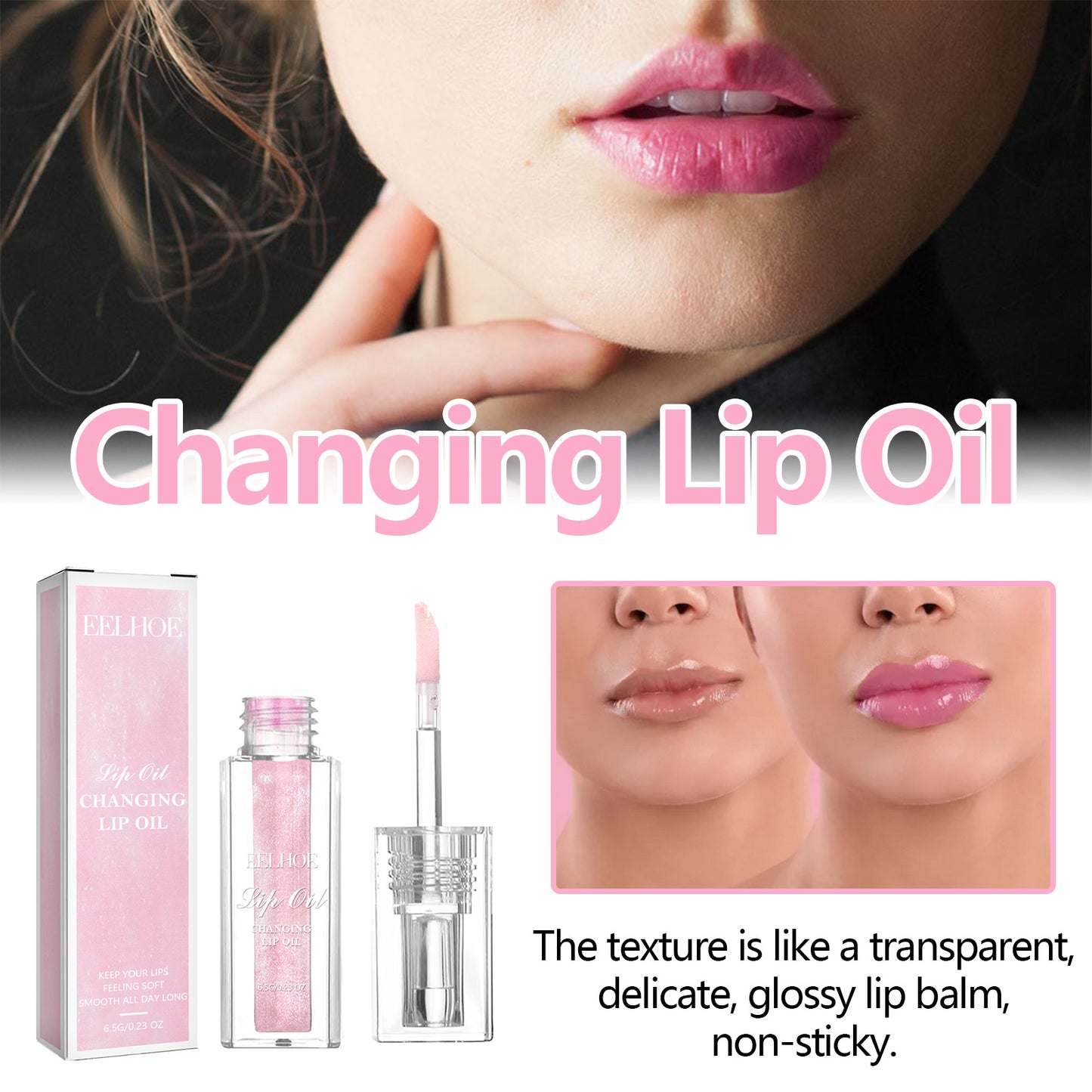 Color Changing Lip Oil  lightens and smoothes fine lines on lips  nourishes and moisturizes  anti-drying and cracking color-changing lip care