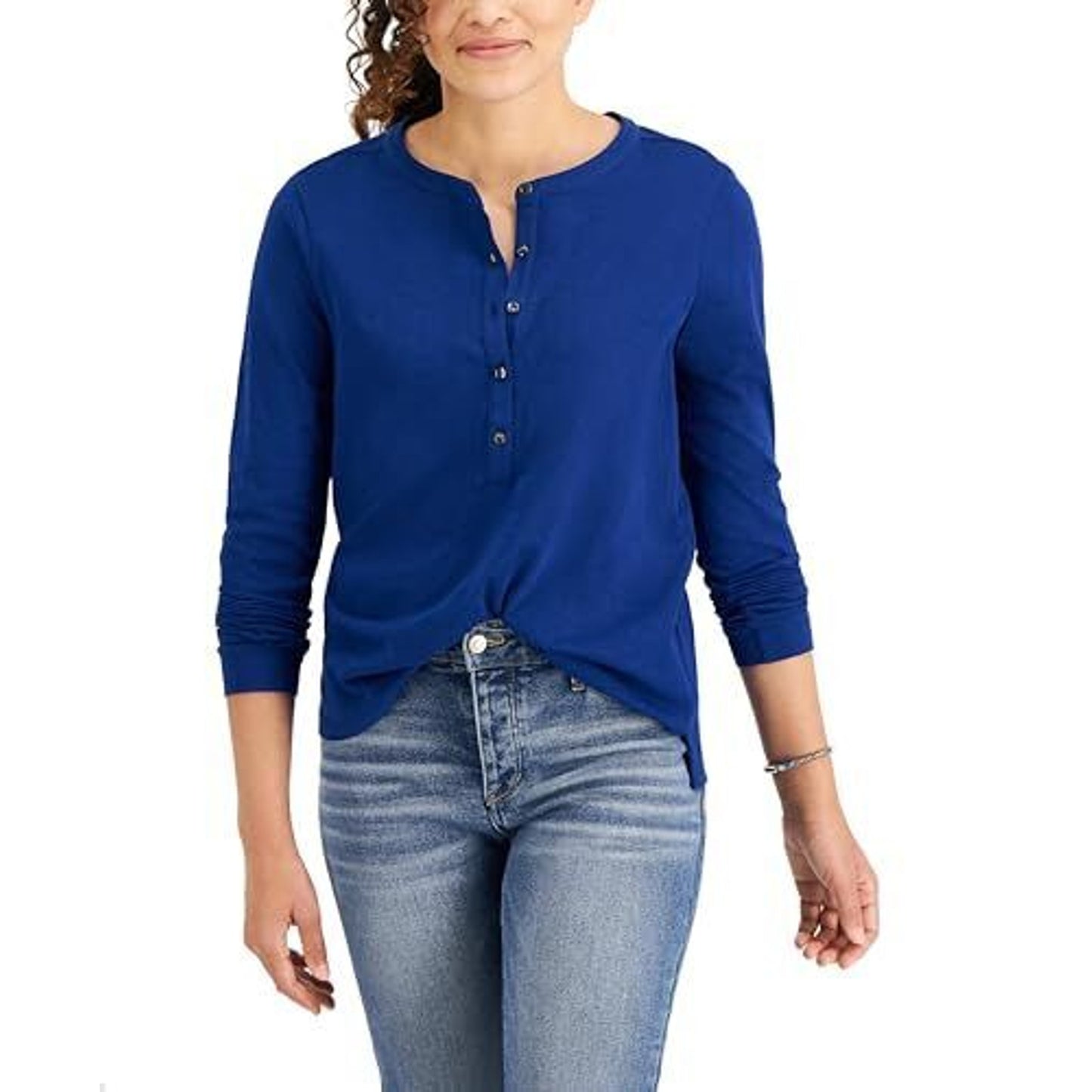 Style & Co Women's Henley Top Dark Blue SIze PP